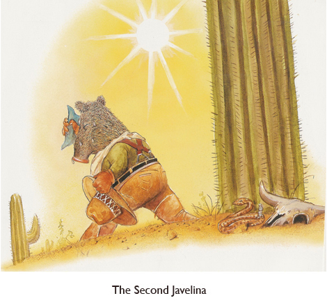 ‘The Second Javelina’ on his way to build a house of saguaro ribs, instead of the traditional fairytale house of sticks.